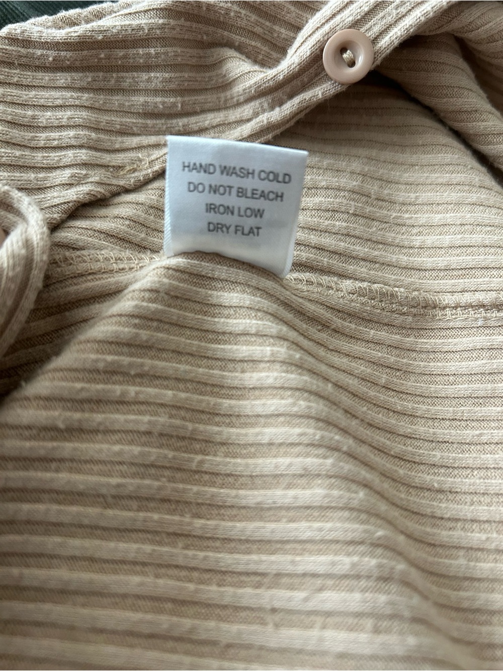 iris Beige Ribbed Button-Front Midi Dress - Picture 6 of 6